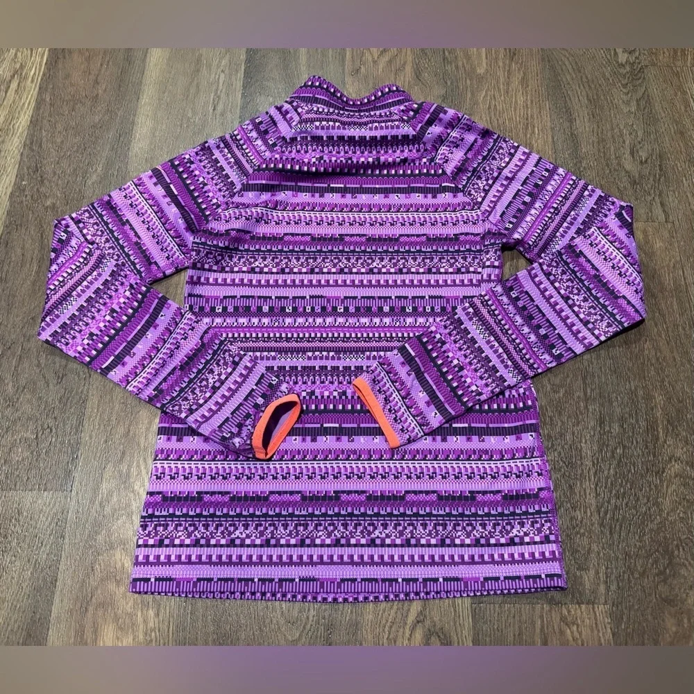 Nike Pro Girls 1/4 Zip Size Large Purple Pull Over Long Sleeve Mock Neck